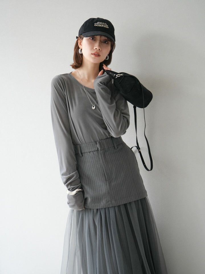 [予約]シアーベロアフィンガーホールトップス/グレー