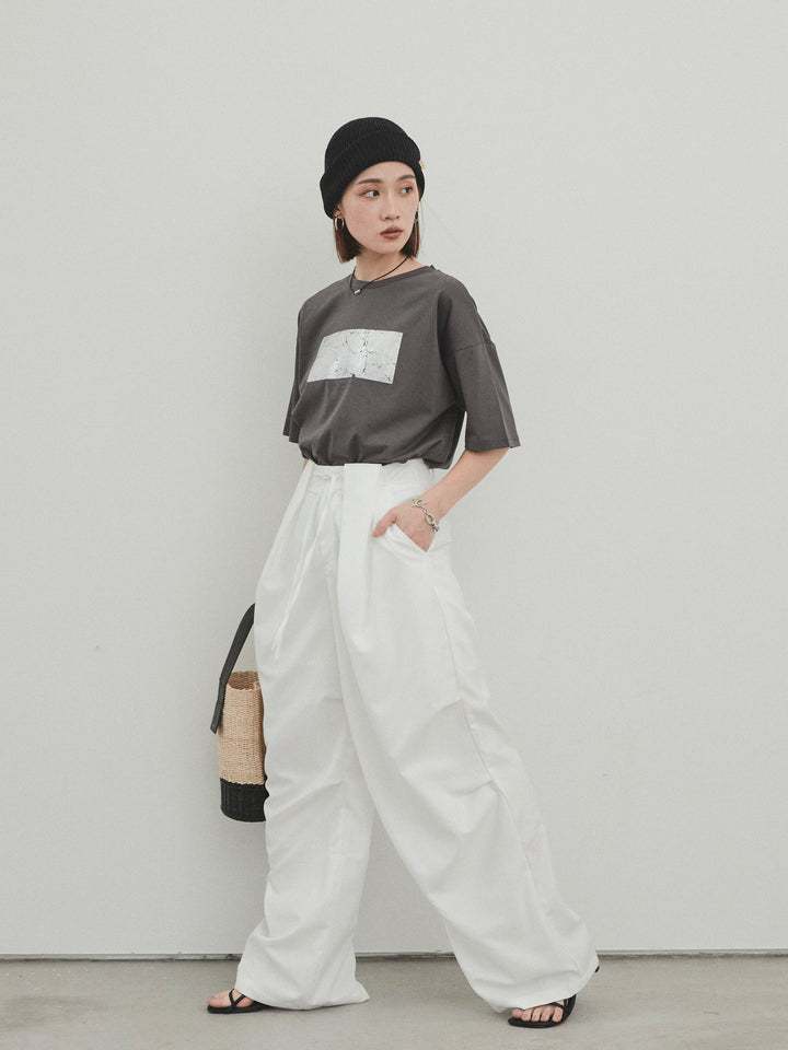 [預購] Design Loop 側邊褶褲/白色