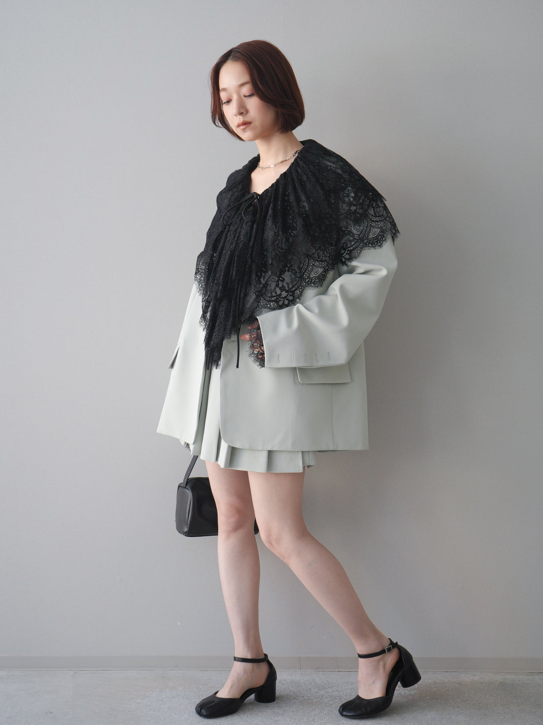 [SET]オーバージャケット＆キュロットSETUP+ビックカラーラッフルレーストップス(2set)