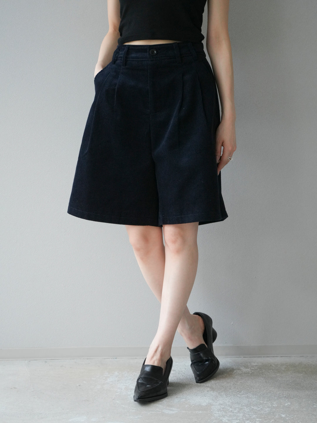 [予約]コーデュロイハーフパンツ/ブラック