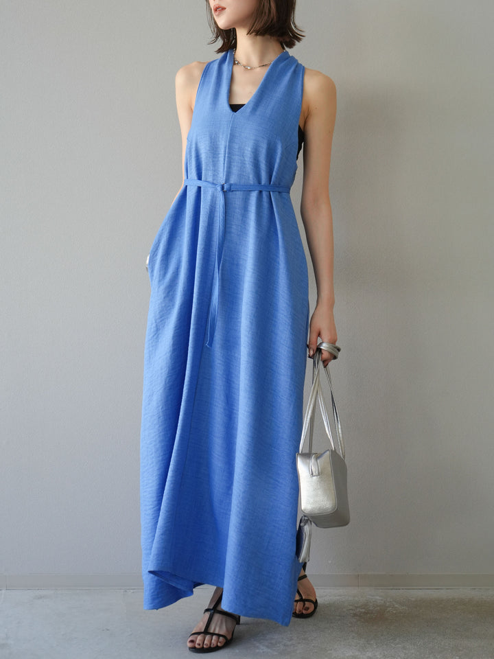 【預購】環形設計不均勻染色洋裝/藍色