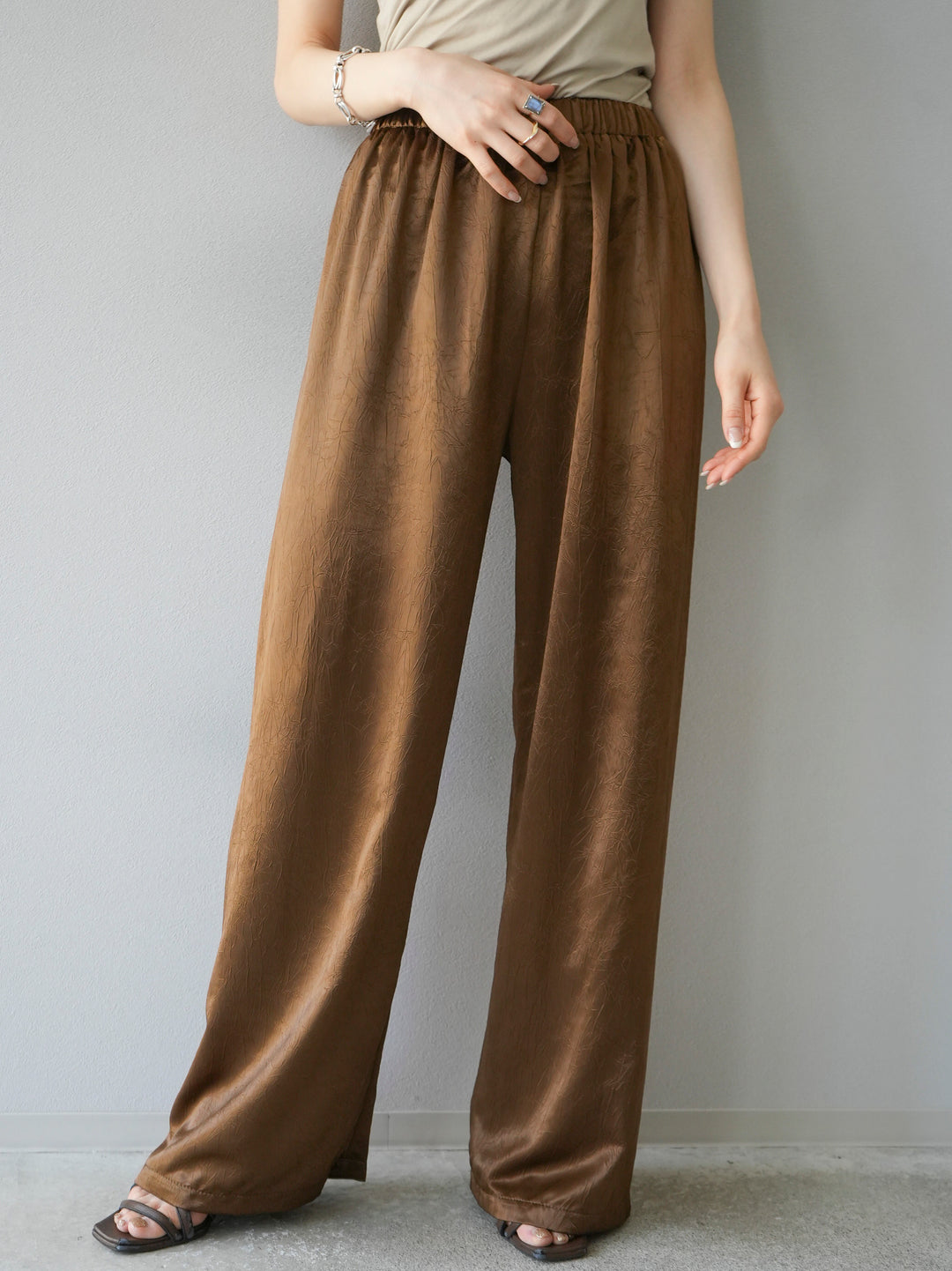 [Pre-order] Metallic easy pants/brown