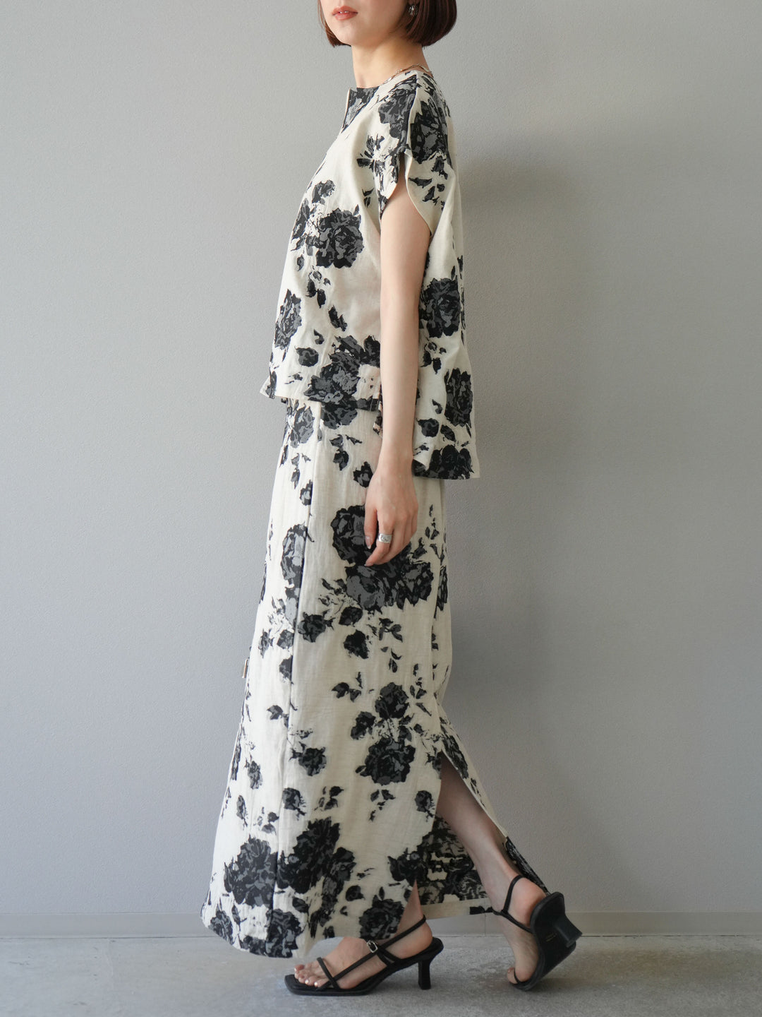 [予約]ジャガードIラインスカート/ブラック