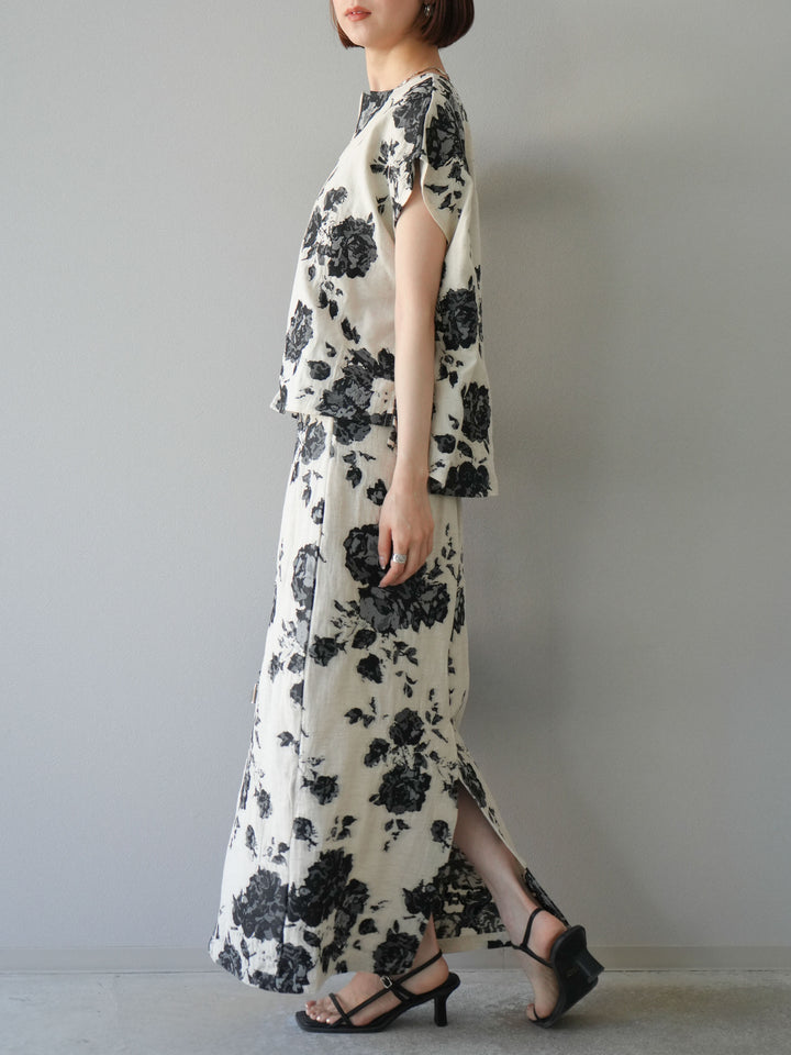 [予約]ジャガードIラインスカート/ブラック