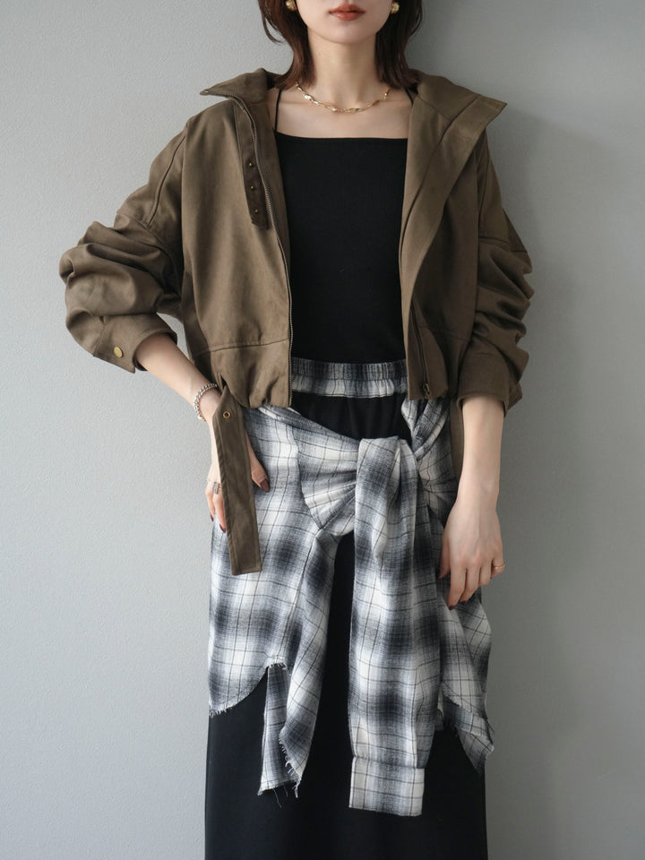 [予約]スエードバルーンショートブルゾン/khaki