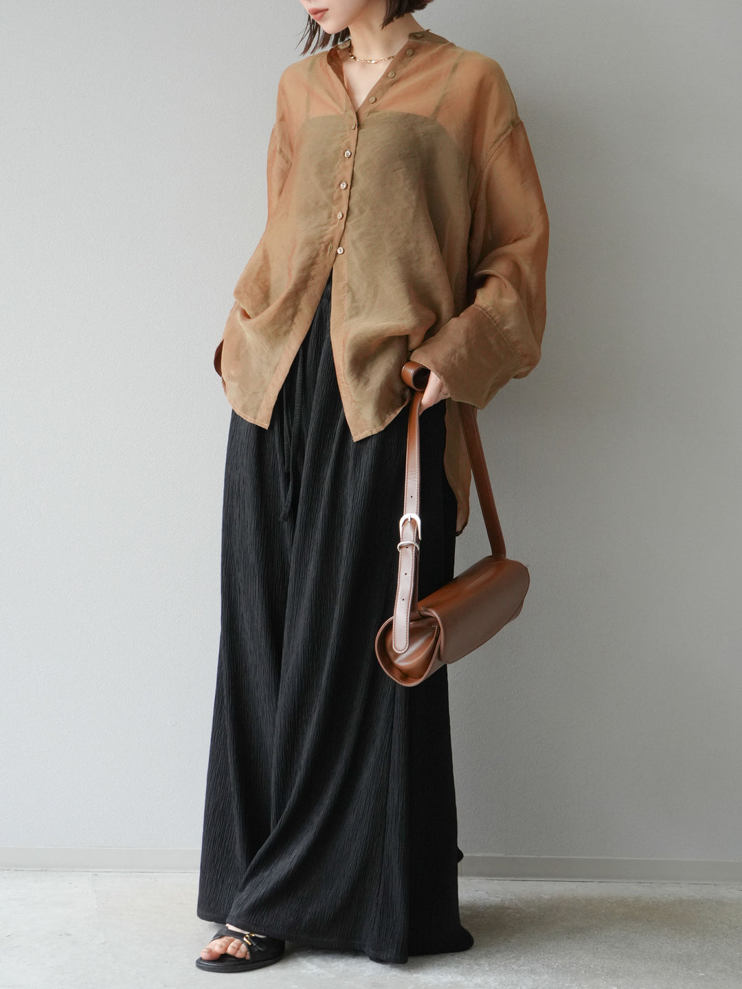 [予約]楊柳バギーパンツ/ブラック