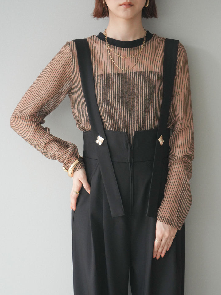 [予約]シアーストライプメッシュトップス/beige