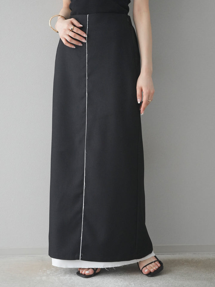 【預購】鏤空疊層半身裙/黑色