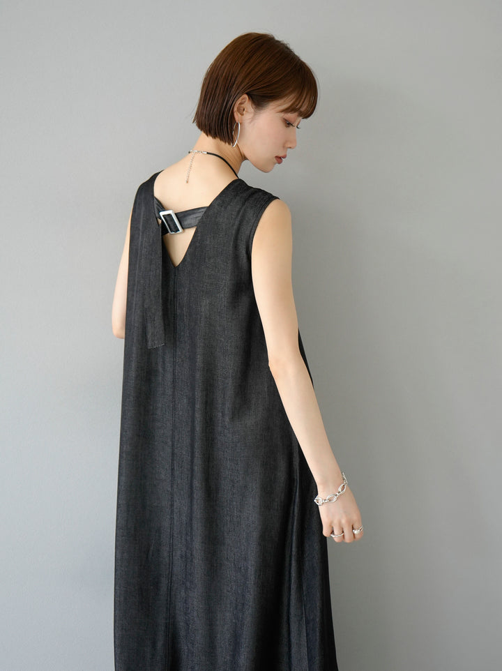 [Pre-order] Tencel Denim A-line Dress/Black