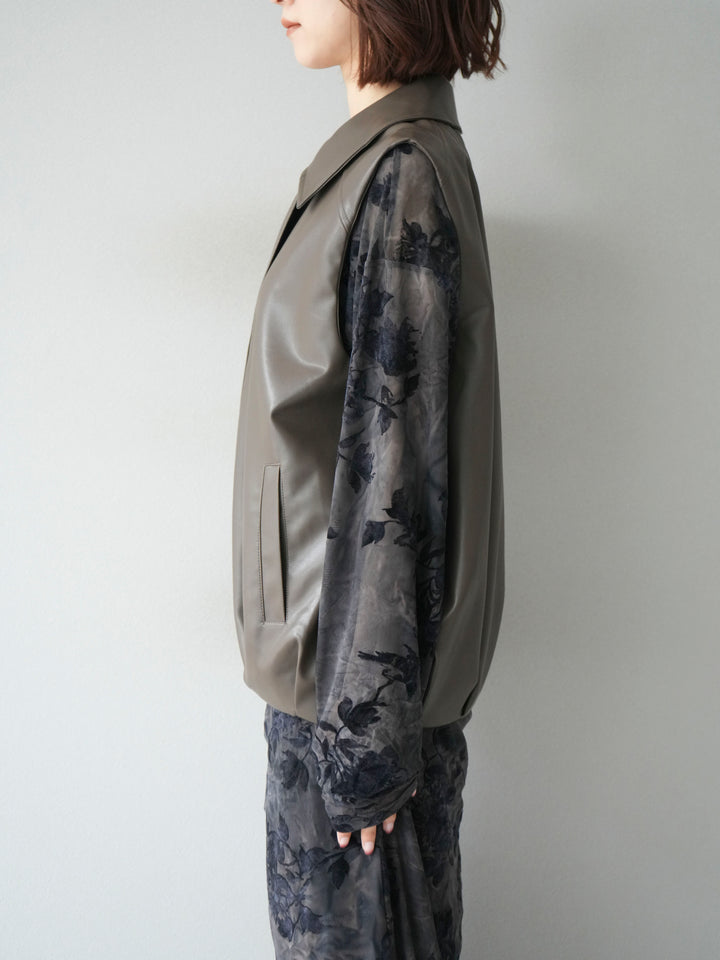 [予約]タックヘムレザーベスト/ブラウン