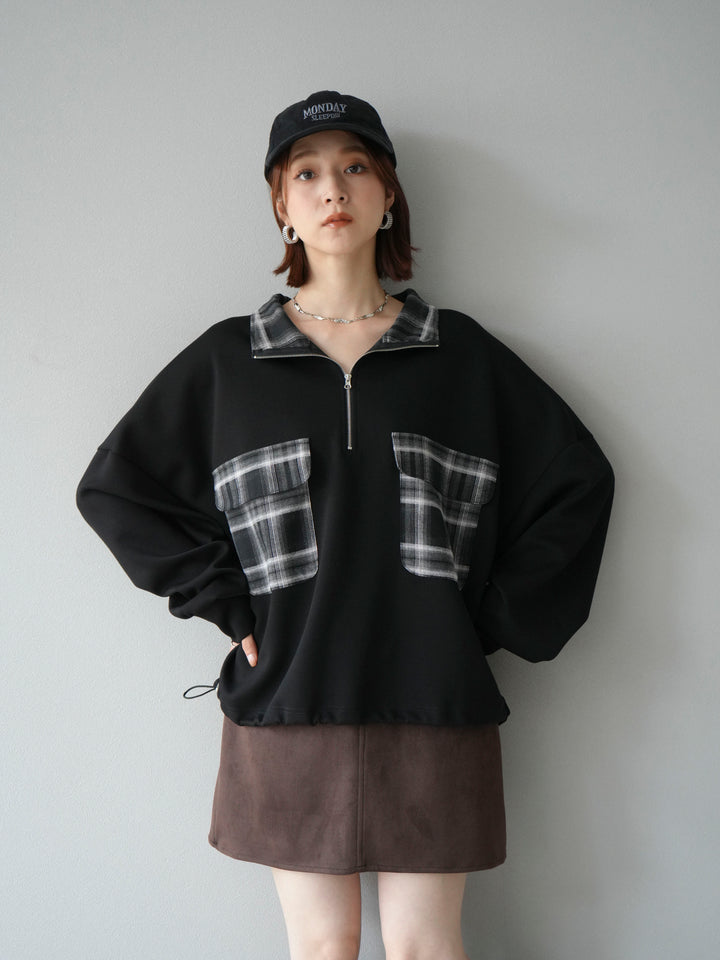 [予約]チェックポイントドロストポンチプルオーバー/ブラック