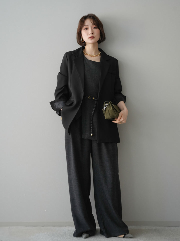 [SET]ベルト付ノースリーブトップス＆ワイドパンツSETUP