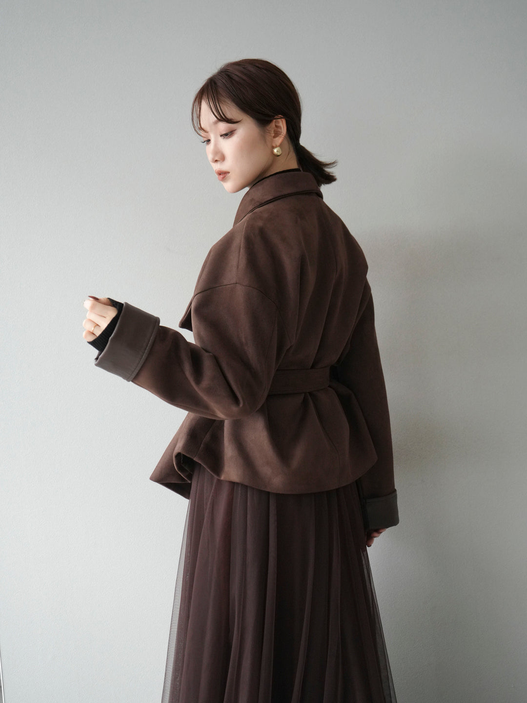 [予約]スウェードショートガウン/ブラウン