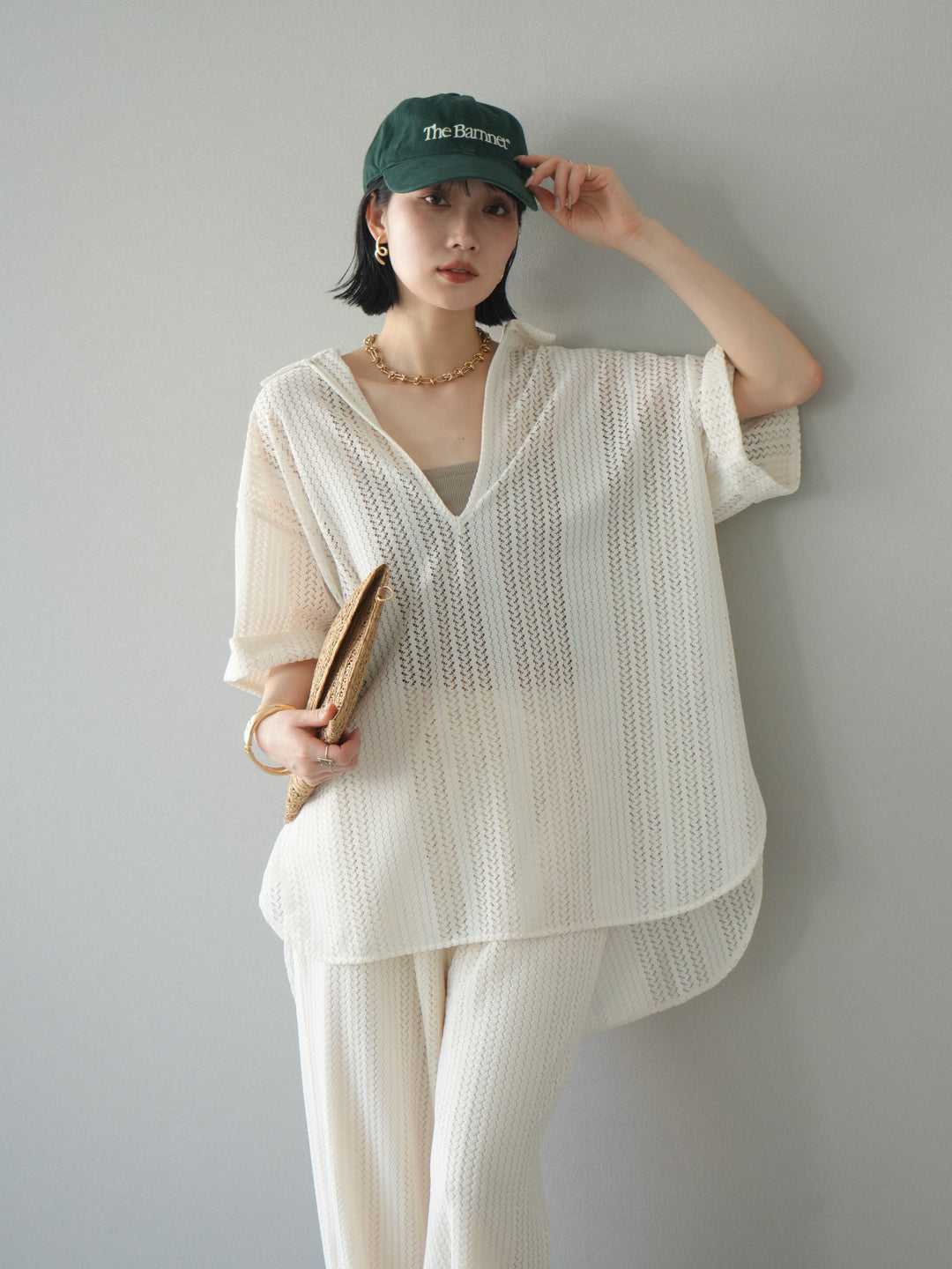 【預購】鏤空蕾絲兩用套頭衫/象牙白