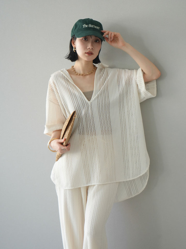 【預購】鏤空蕾絲兩用套頭衫/象牙白