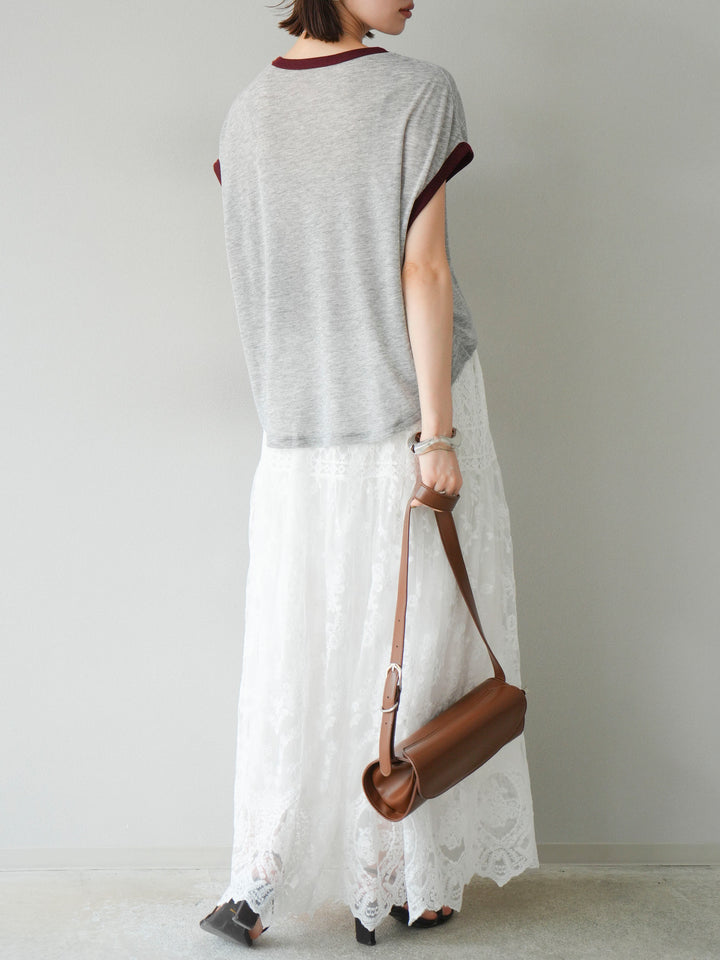 [予約]レースフレアスカート/ホワイト