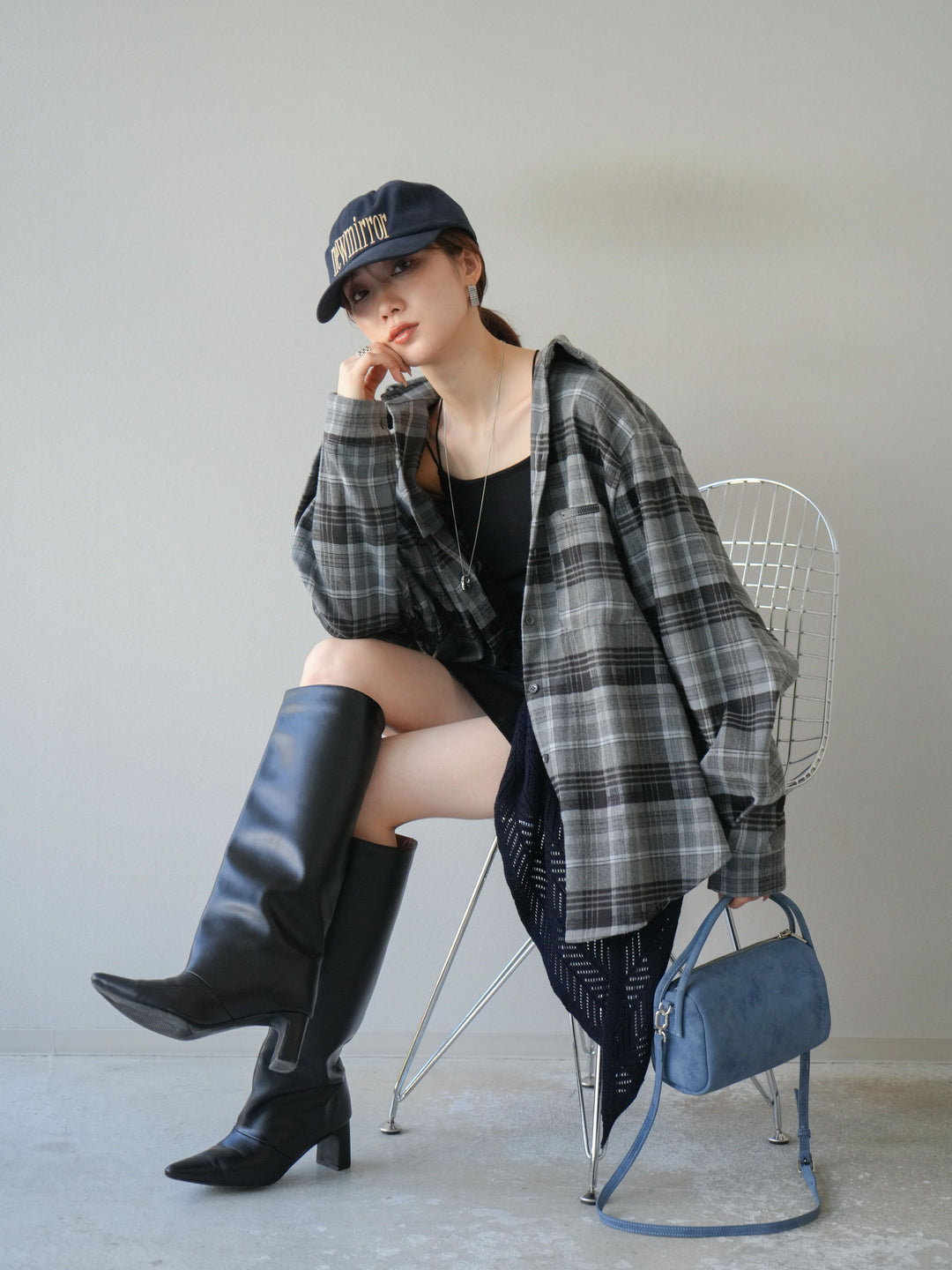 [予約]起毛チェックオーバーシャツ/グレー