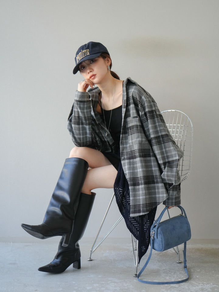 [予約]起毛チェックオーバーシャツ/グレー