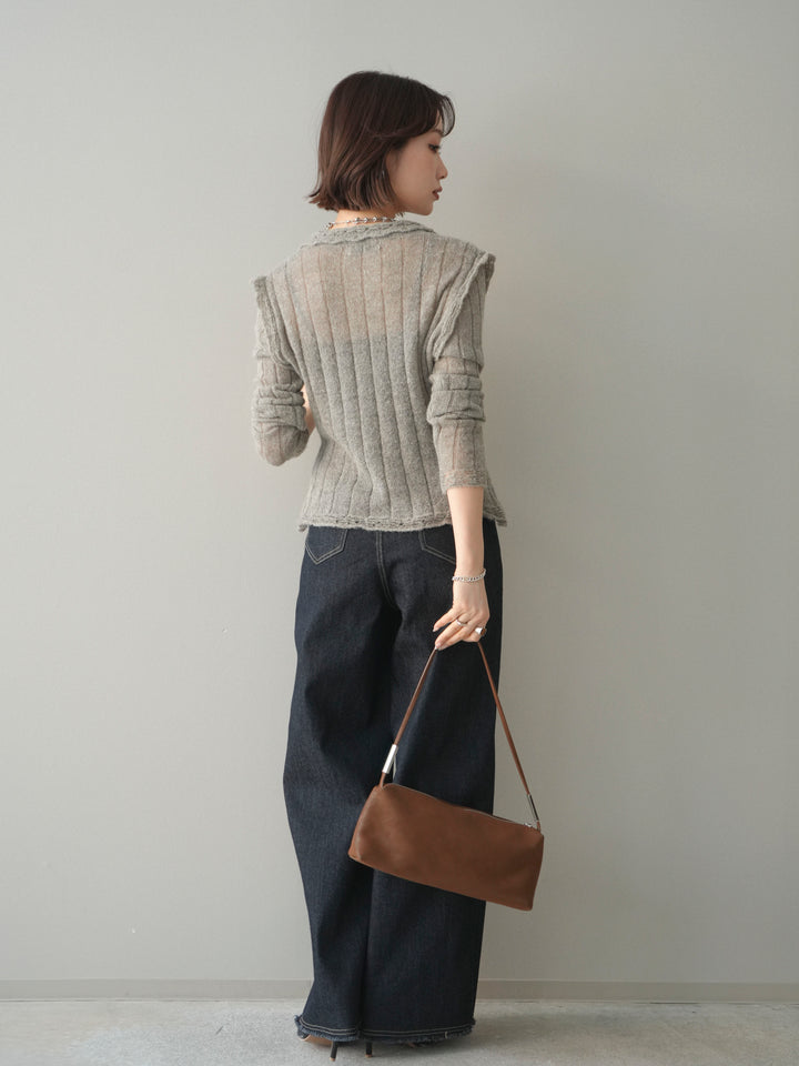 [予約]センターステッチストレッチカットオフデニムパンツ/onewash