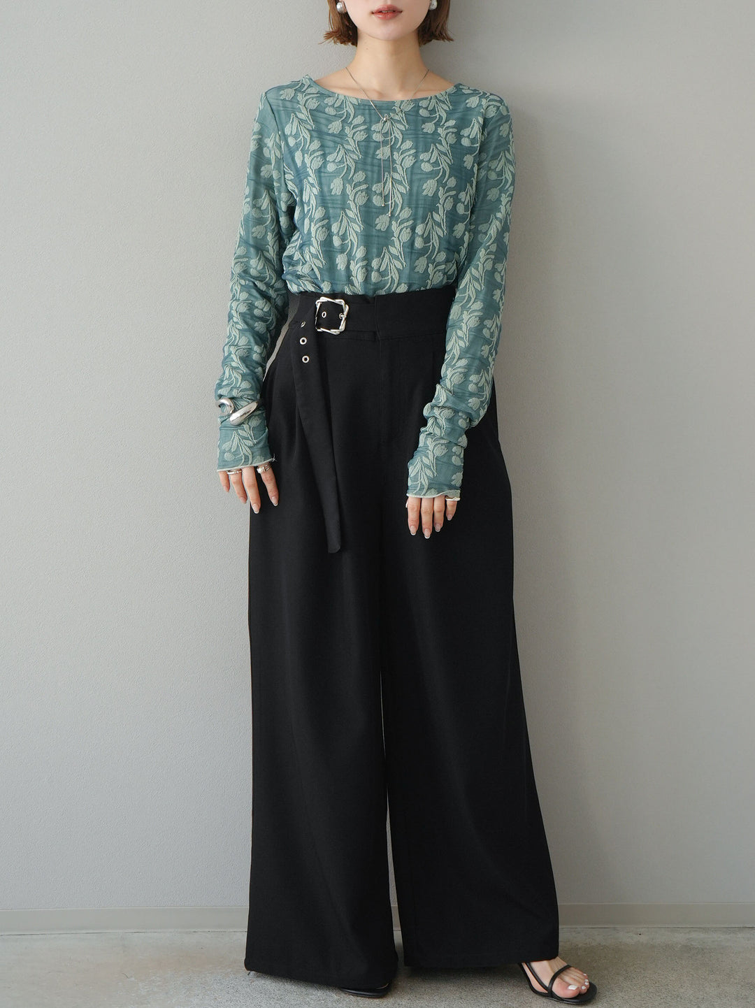 【預購】雙層紗布提花上衣/綠