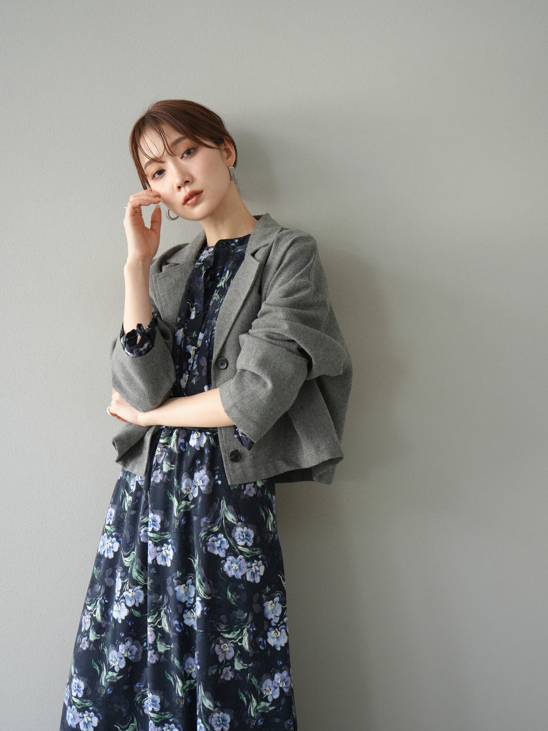 [予約]ツイードショートジャケット/グレー