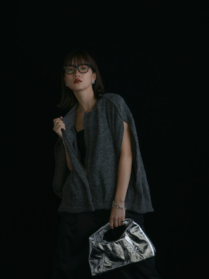 【Allure】[SET]ウール混コクーンブルゾン+タフタワイドカーブパンツ(2set)