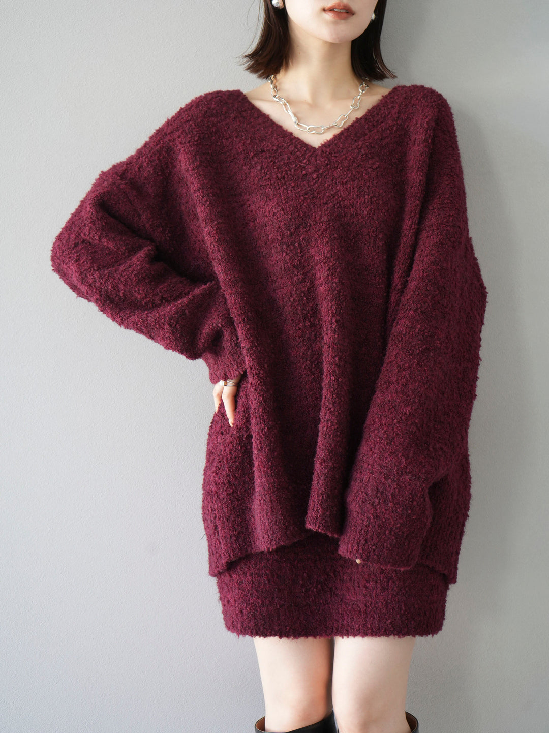 [SET] 橢圓針織衫 & 迷你裙 SET UP