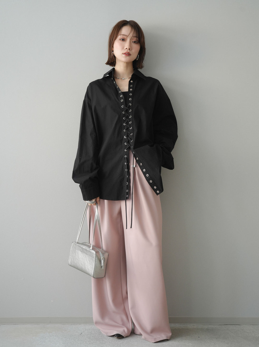 [予約]ベルト付キーホルダーモチーフワイドパンツ/pink