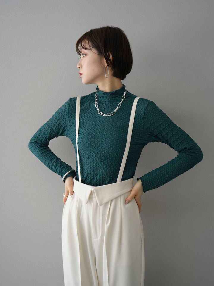 [Pre-order] Suspender 2-way design belt wide pants/ivory