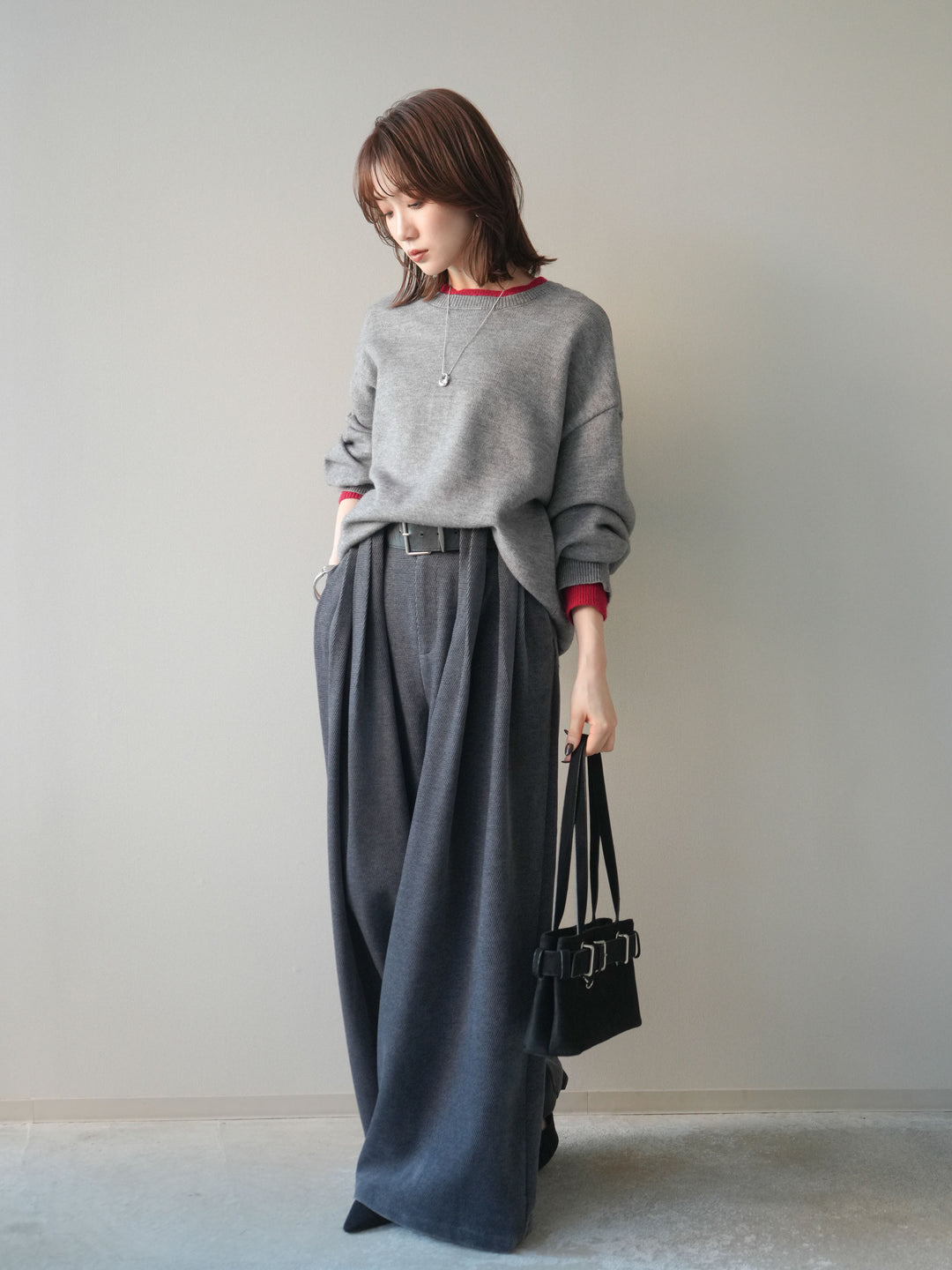 [SET]ベルトデザインループコールテンワイドパンツ(ベルト付き)+ベルトデザインループコールテンワイドパンツ(ベルト付き)(2set)