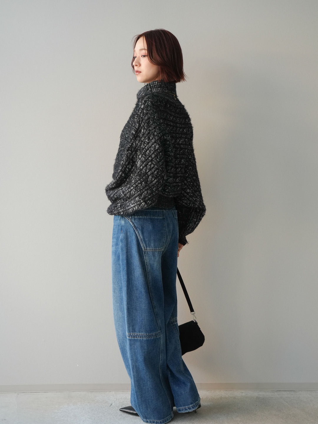 [予約]裏起毛加工デニムカーブパンツ/blue