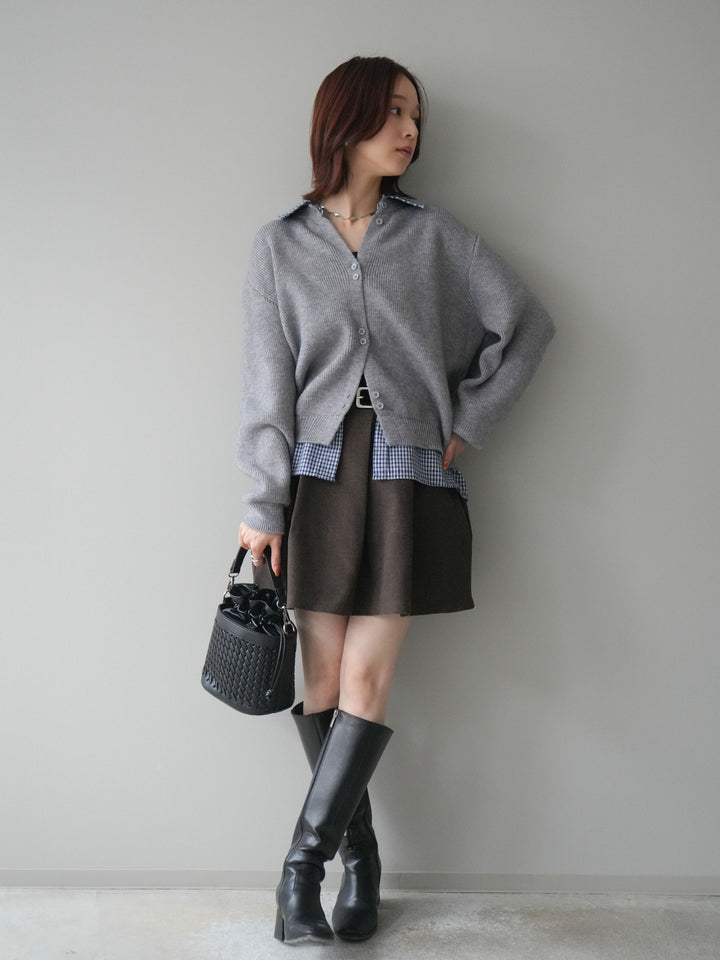 [予約]ベルト付きタックミニスカート/brown