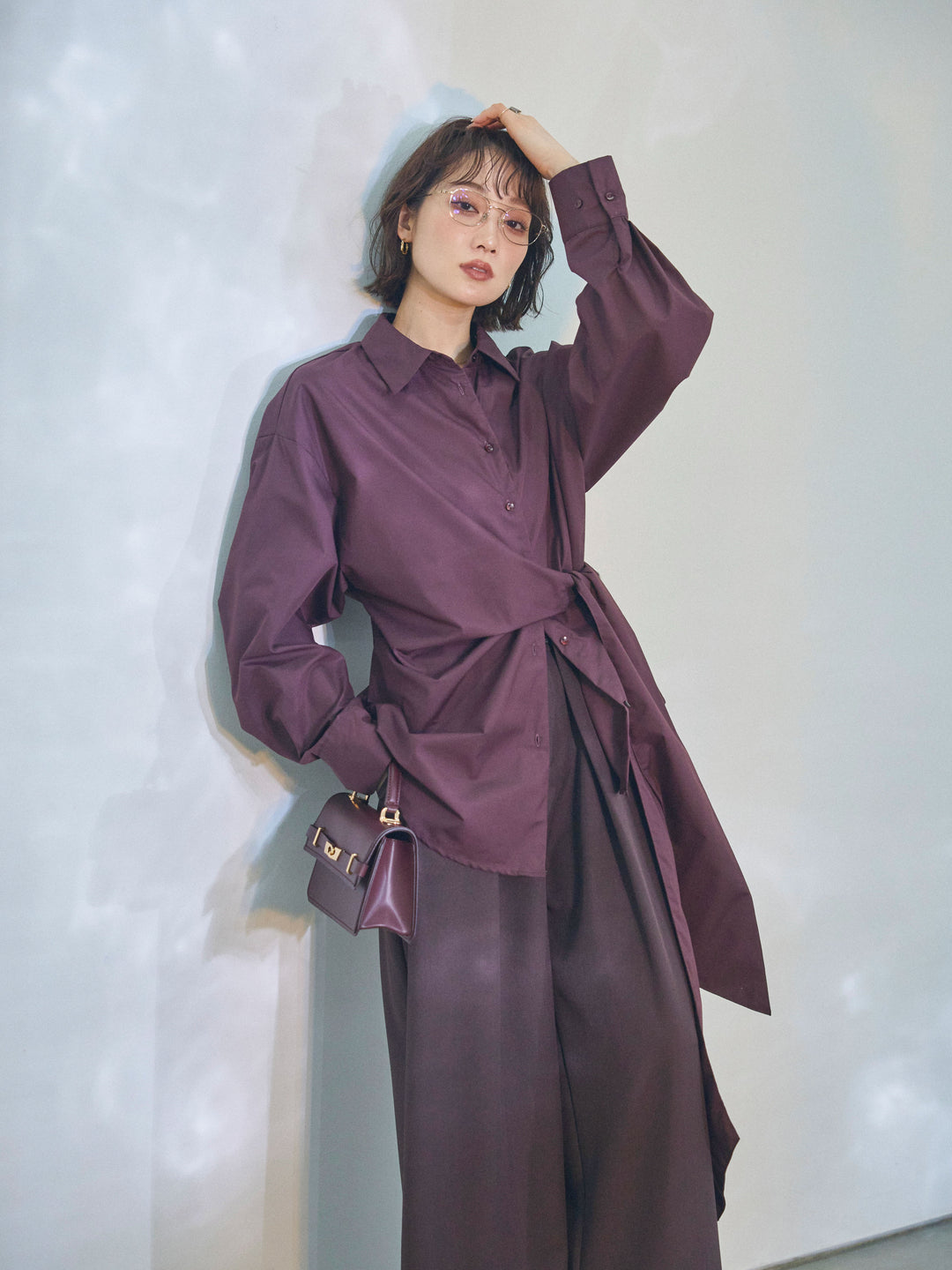 【Allure】[SET]ウエストアシメリボンシャツ+ウエストアシメリボンシャツ(2set)