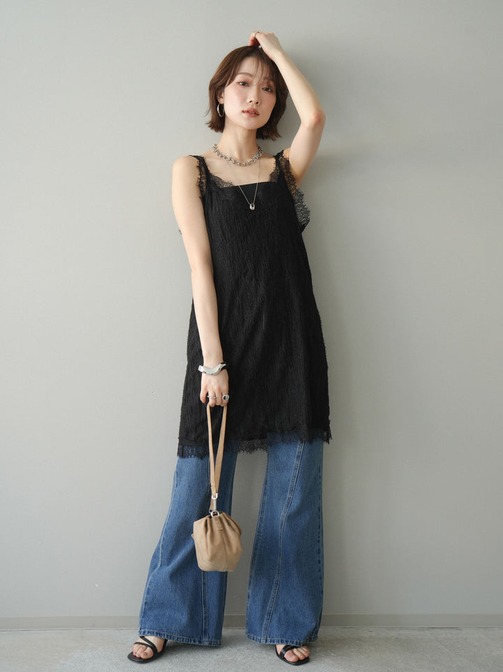 [予約]サイドラインフレアデニムパンツ/blue