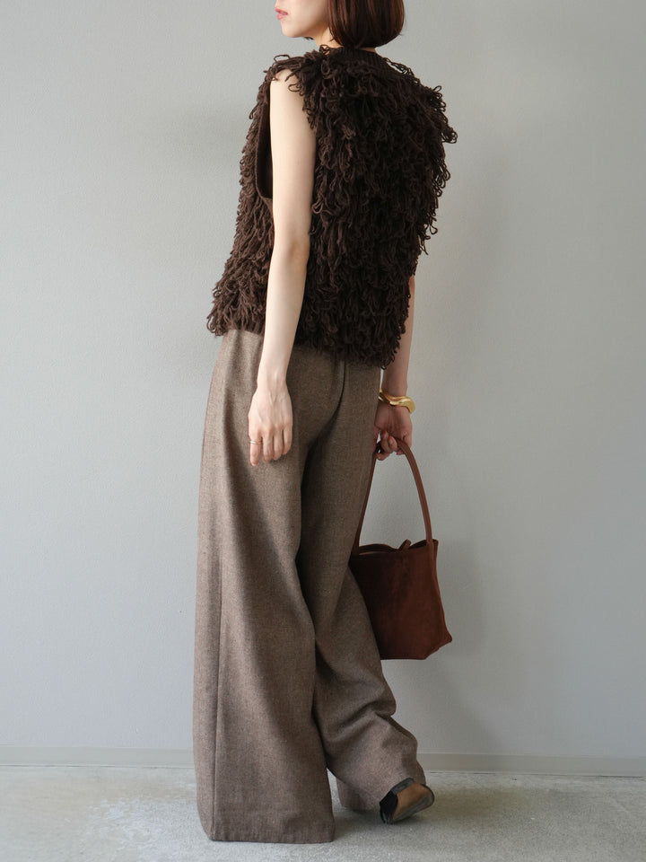 [予約]ツイードタッチタックワイドパンツ/ブラウン