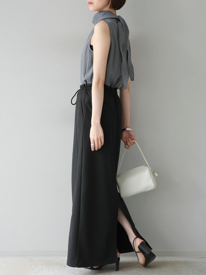 [SET] 後繫帶無袖上衣 + 運動長裙 (2set)