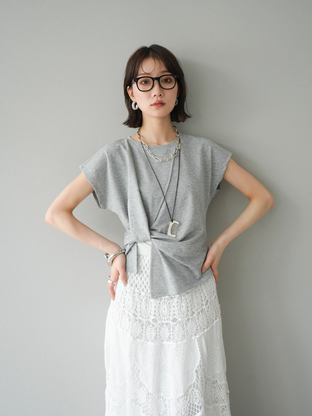 [SET]カシュクールTシャツ＆コームネックレスSET +カシュクールTシャツ＆コームネックレスSET (2set)