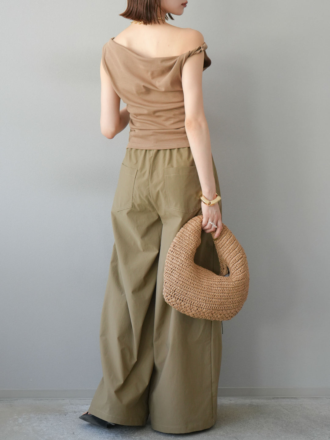 [SET]タックデザイントップス＆ビーズベルト付きパンツSET UP(2set)