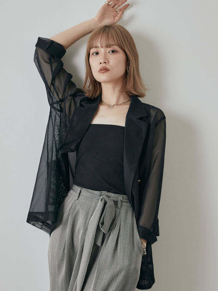 [予約]メッシュテーラードジャケット/ネイビー