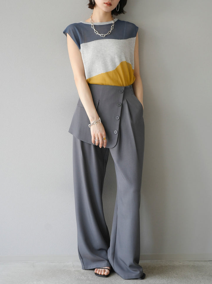 [Pre-order] Bicolor sheer knit sleeveless top/gray