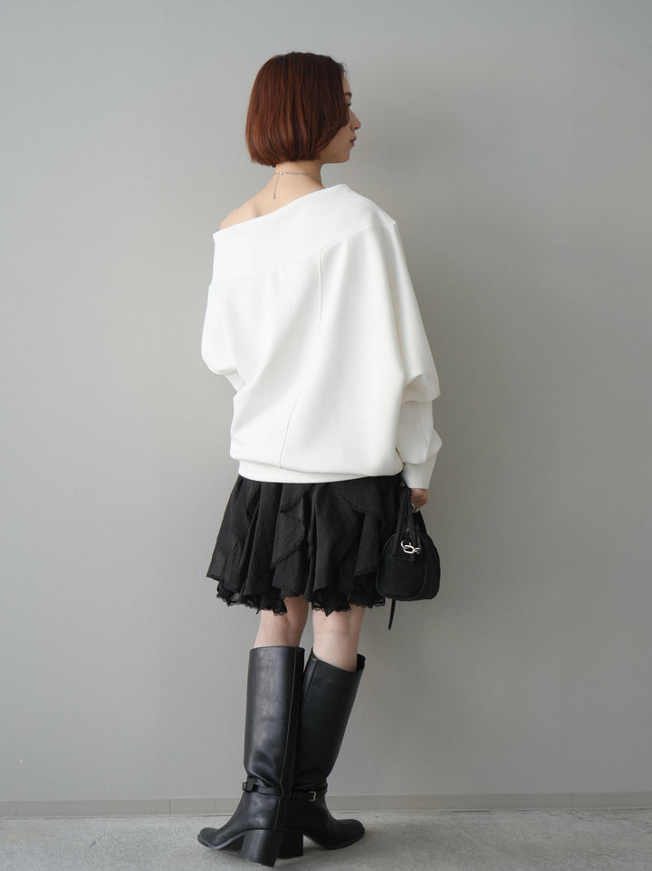 [予約]ラッフルレースミニスカート/black