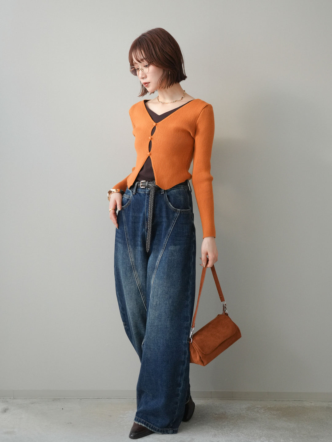 [予約]裏起毛加工デニムカーブパンツ/darkblue