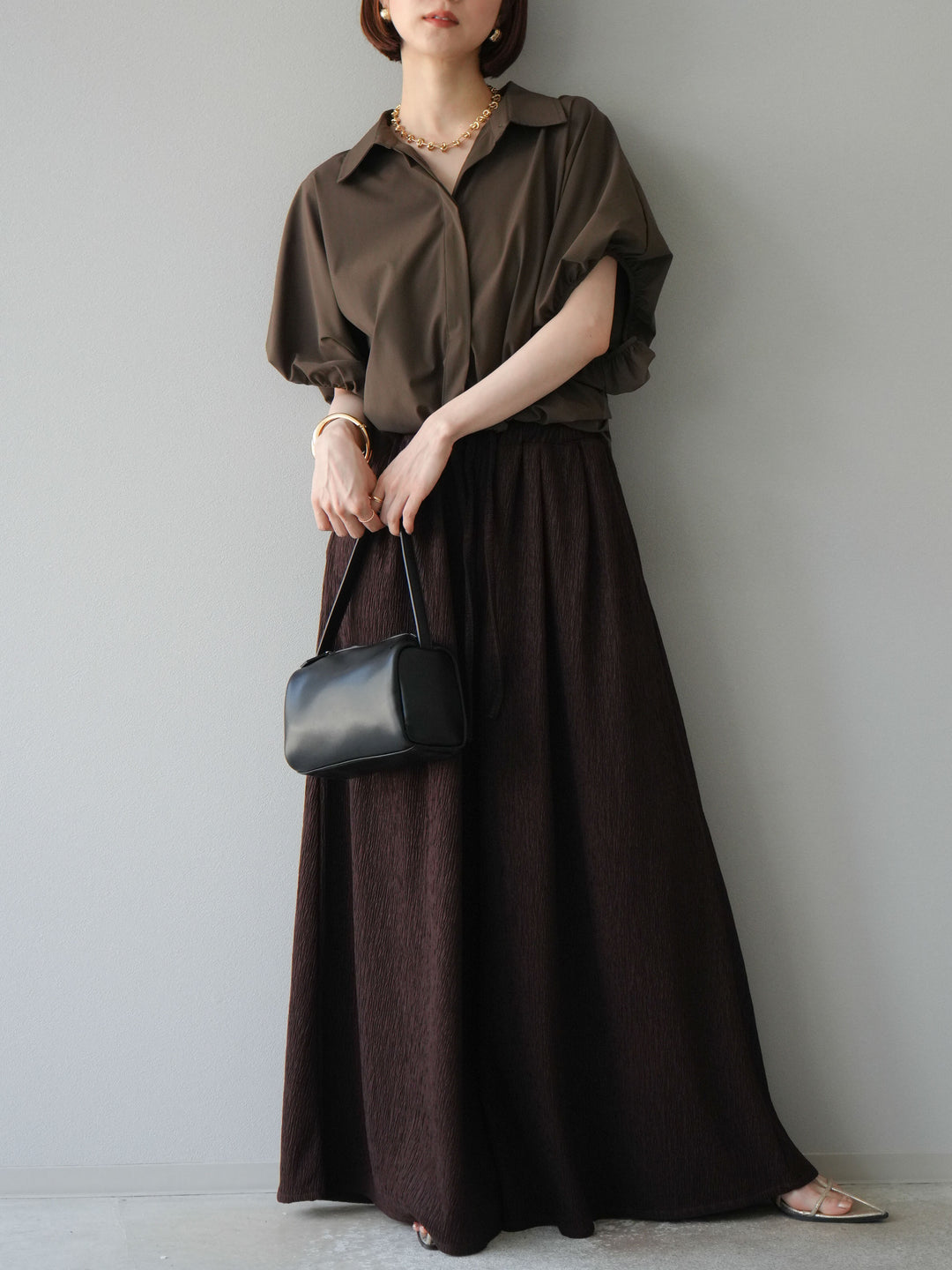 [予約]楊柳バギーパンツ/ブラウン