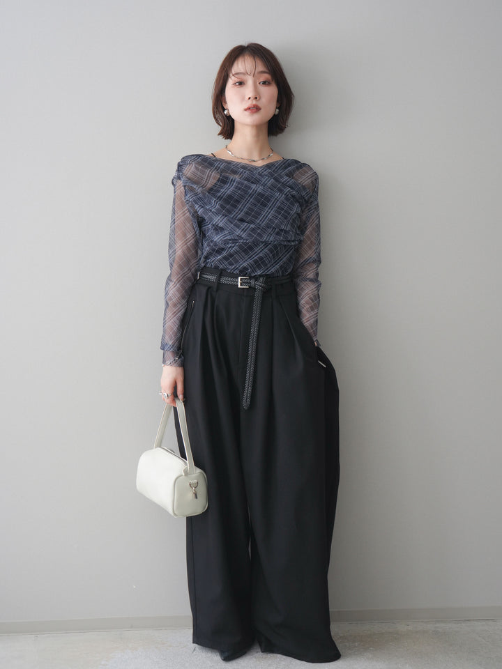 [予約]ジップポケットコクーンワイドパンツ/black