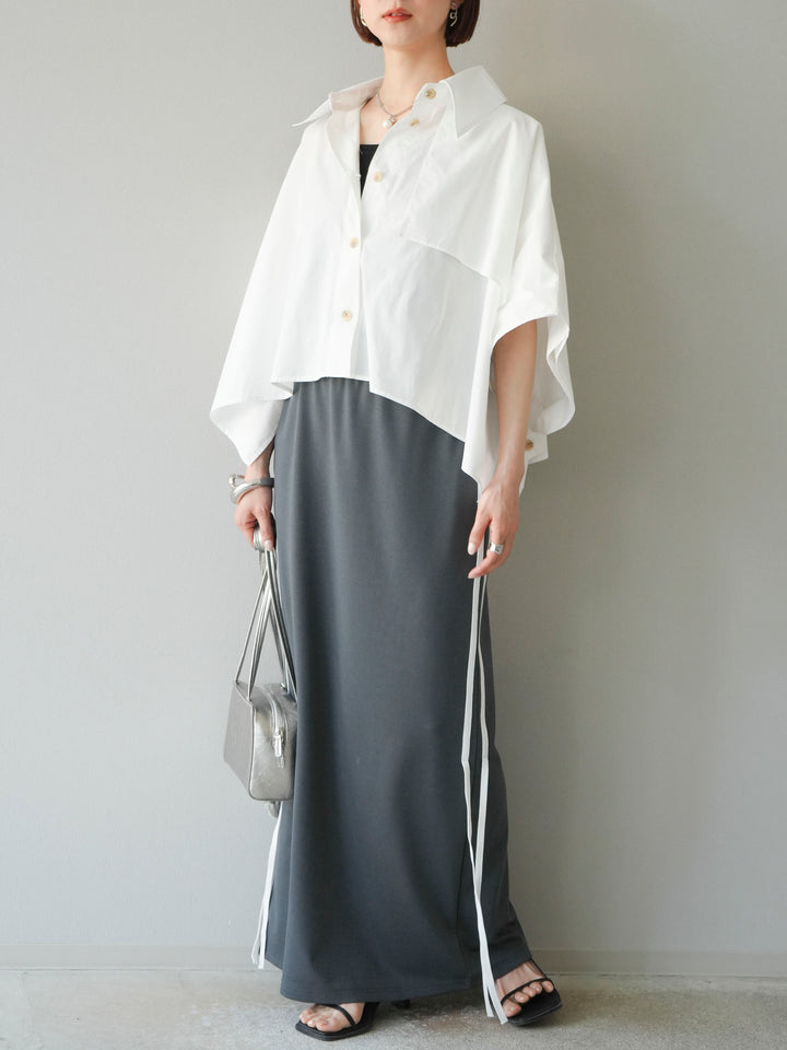 [予約]サイドラインジャージナロースカート/チャコール