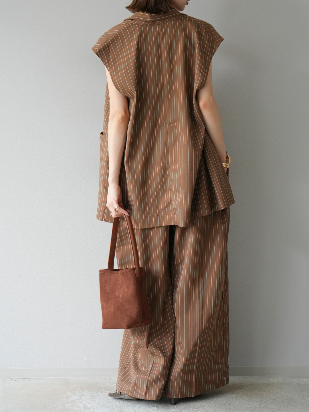 [SET]ヘリンボーンストライプジレ+ヘリンボーンストライプサロペット(2set)