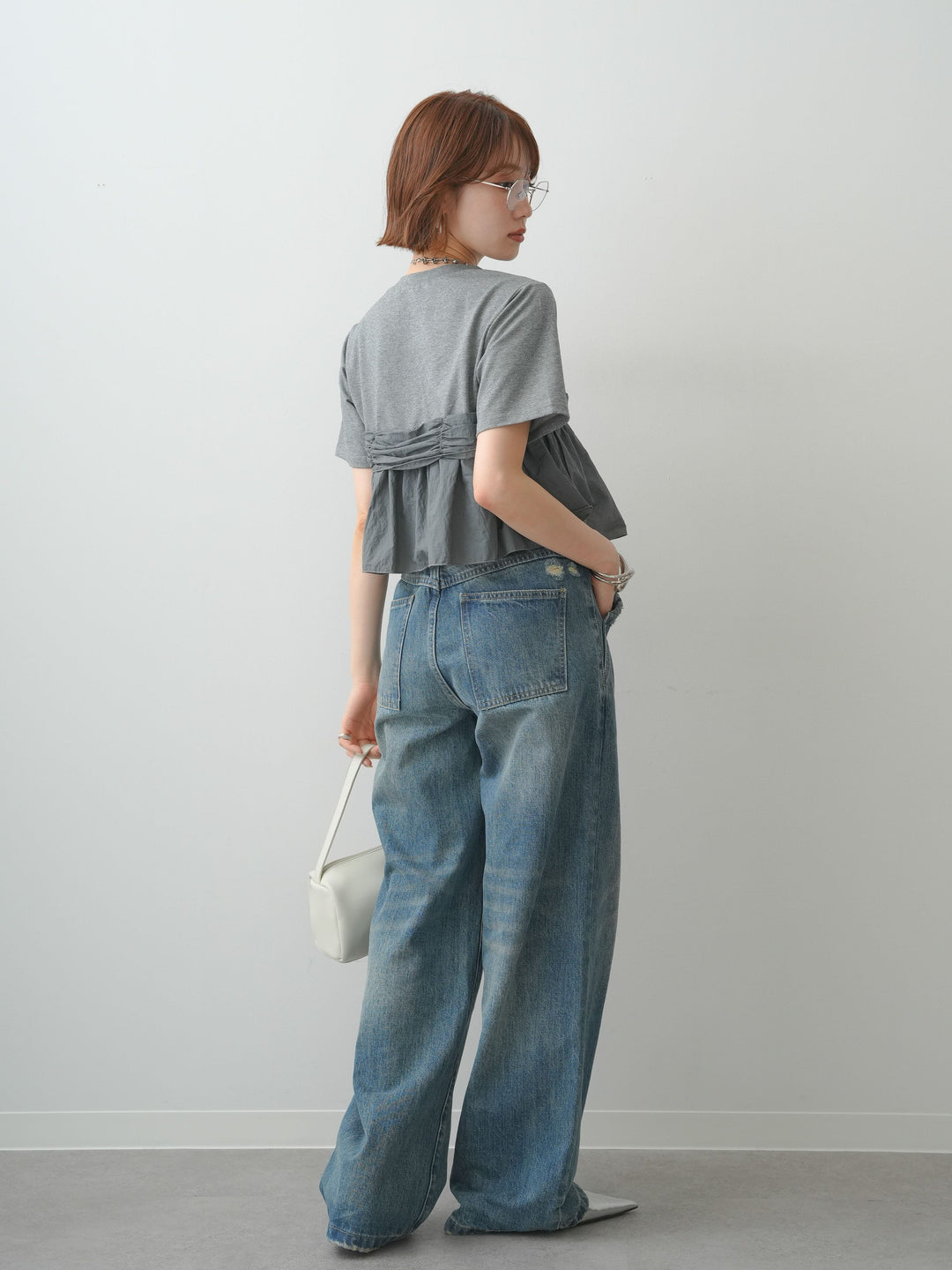 【着回しセット】[SET]ナイロンドッキングツイストTEE +ナイロンドッキングツイストTEE +ストーンウォッシュルーズフィットデニム(3set)