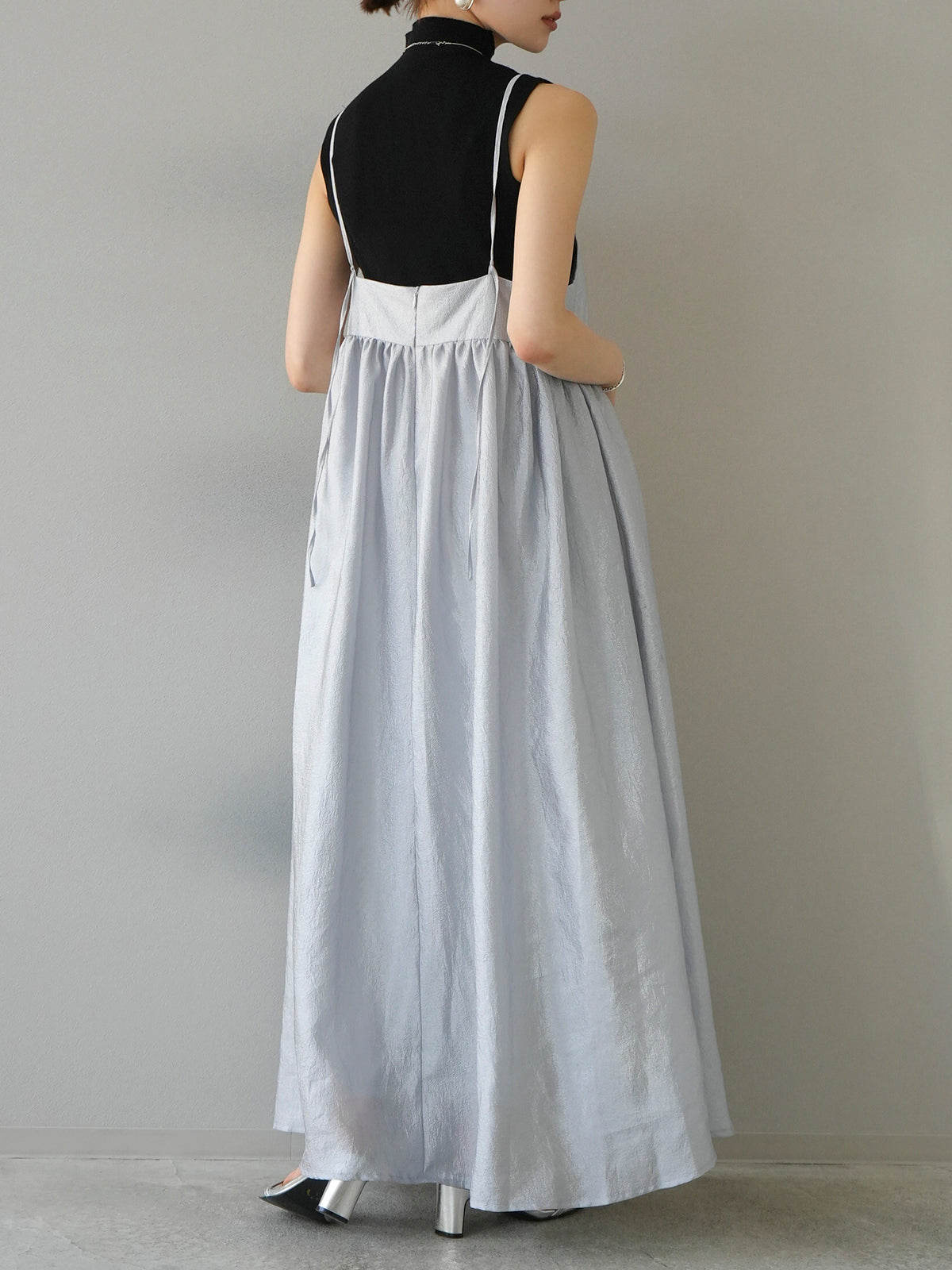 【完売品】PERVERZE パーパーズ_グレー系 キャミワンピースy2k 予約]シアーワッシャーボリュームキャミワンピース/グレー – Lumier