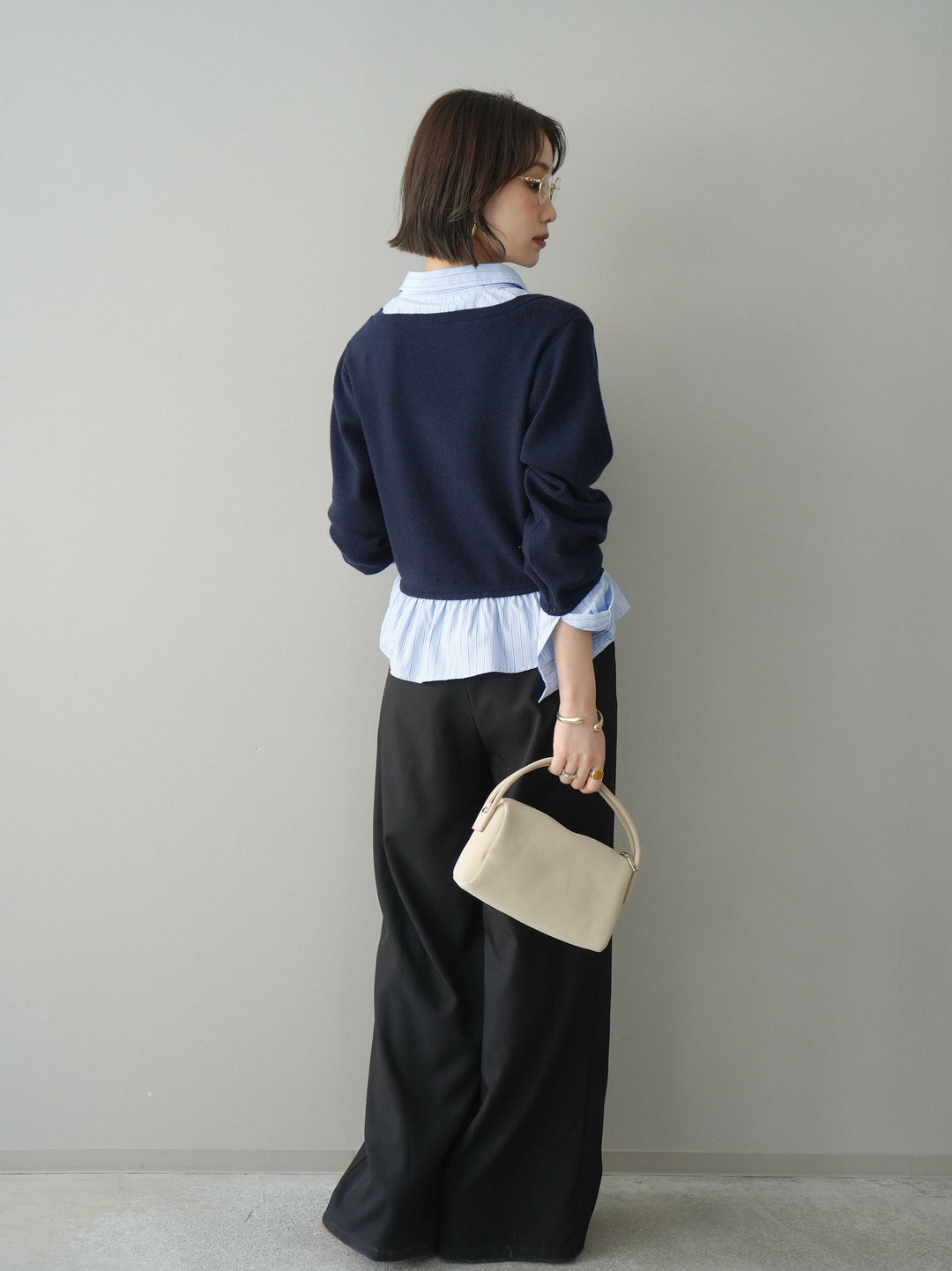 [予約]ベルト付キーホルダーモチーフワイドパンツ/black