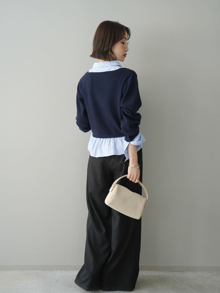 [予約]ベルト付キーホルダーモチーフワイドパンツ/black